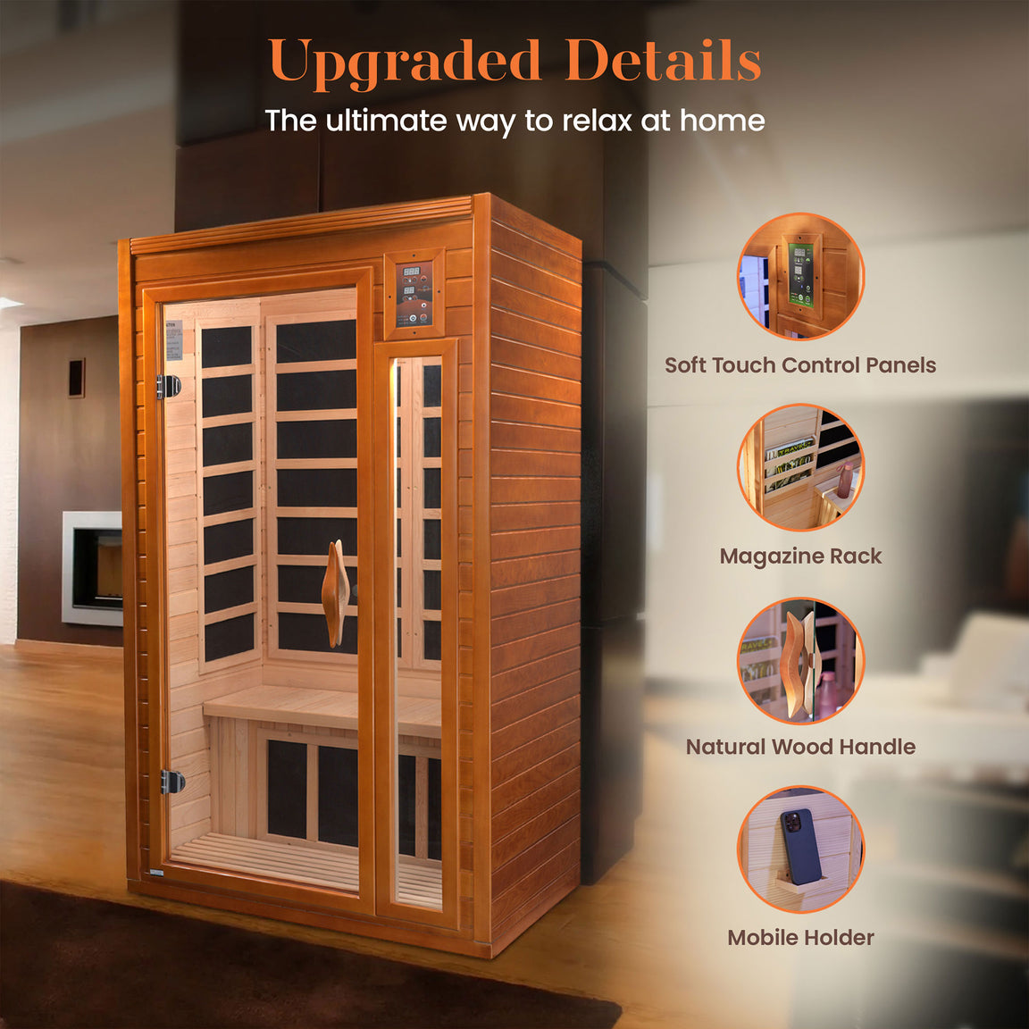 Dynamic Barcelona Elite 1-2-person Ultra Low EMF FAR Infrared Sauna - DYN-6106-01 Elite