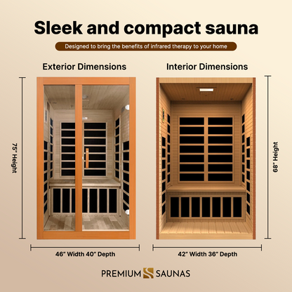 Dynamic Santiago Elite 2-person Ultra Low EMF FAR Infrared Sauna - DYN-6209-02 Elite